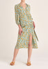 Paisie Floral Balloon Sleeve Wrap Top in Green